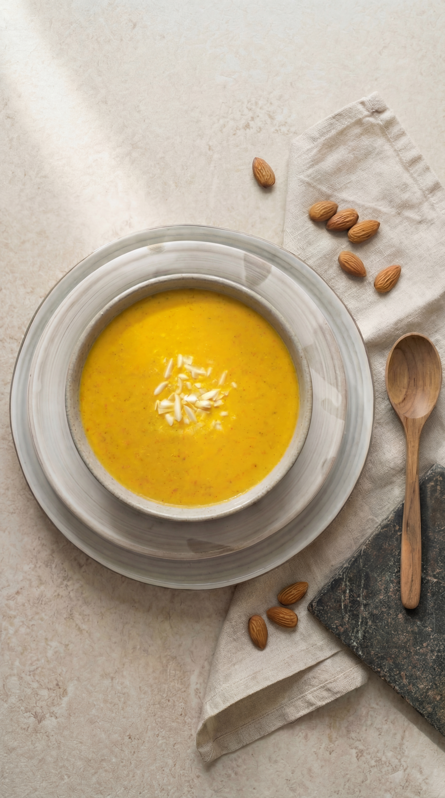 Karotten-Mandelsuppe mit Mandelöl – Cremig, leicht und aromatisch