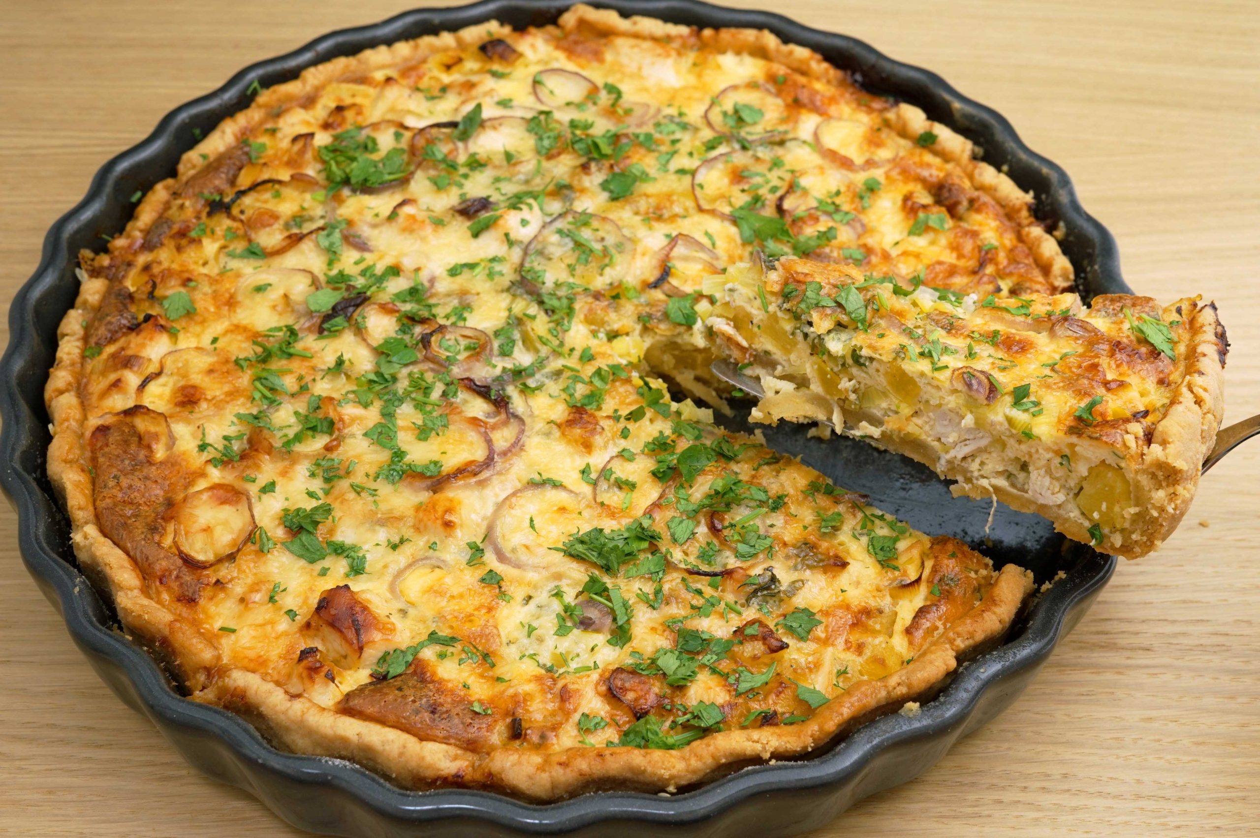 Kürbisquiche mit Hühnchen