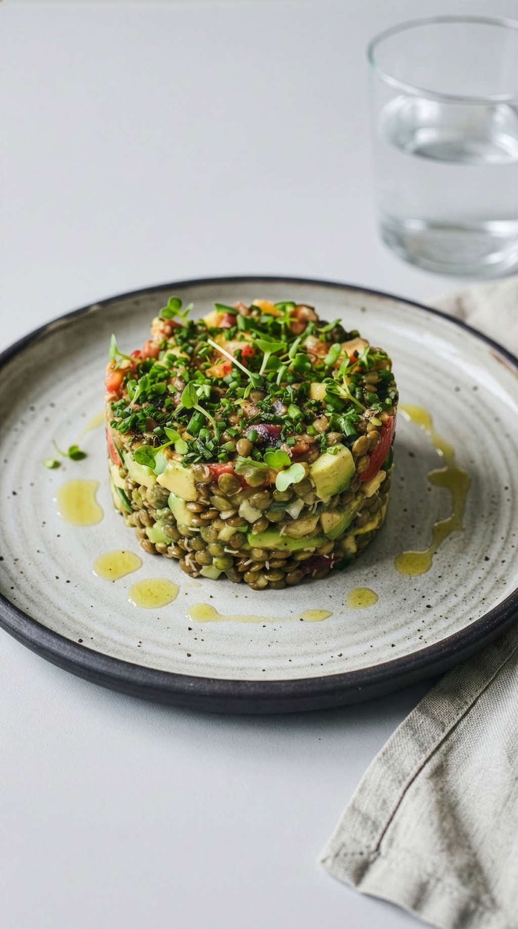 Gekeimter Linsensalat mit Mandelöl