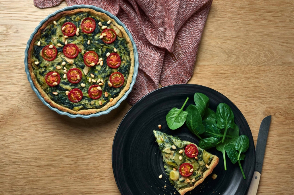 Spinat-Quiche mit Leinsamenmehl